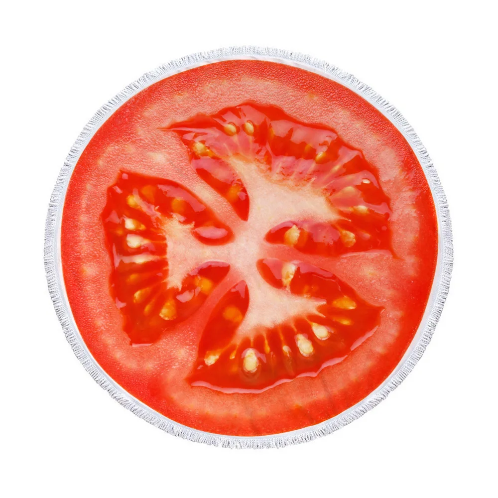 

OLIVE HOME Microfiber Beach Towel For Adults Round Beach Mat Tassel Decorative Fruit Print Quick Dry Shawl Beach Towel