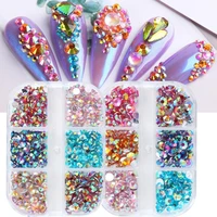 6gridsbox flat back nail art rhinestone non drop easily stick clear colorful flat bottom diy nail art 3d decoration for manicur