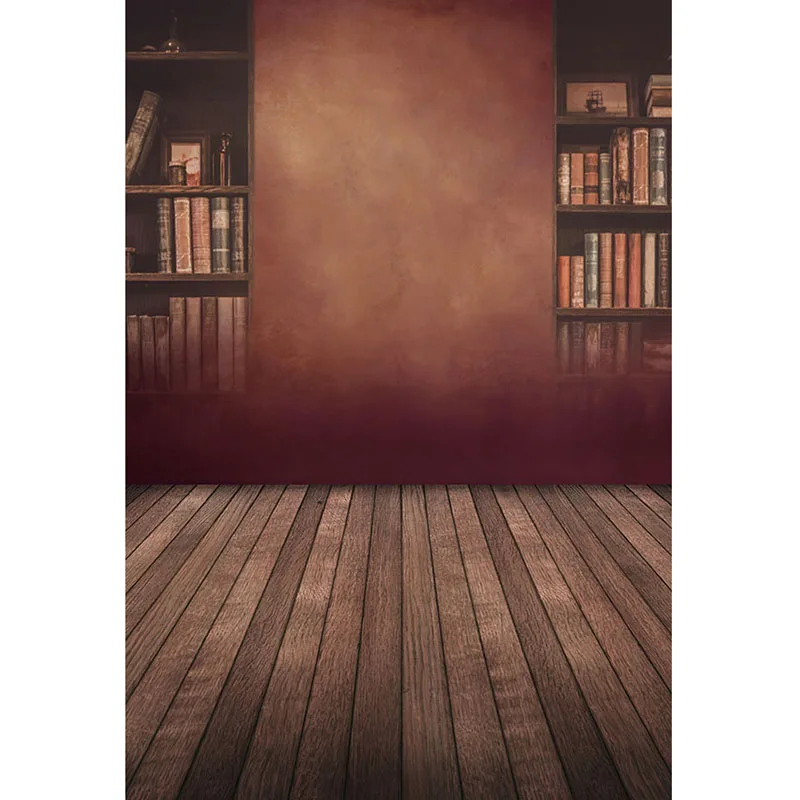 Виниловый фон для фотосъемки в помещении с книжной полкой DAWNKNOWVinyl винтажные