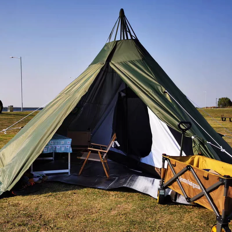 Пирамида палатка с дыркой дымохода/башня курить окно парк выживания двойной слой