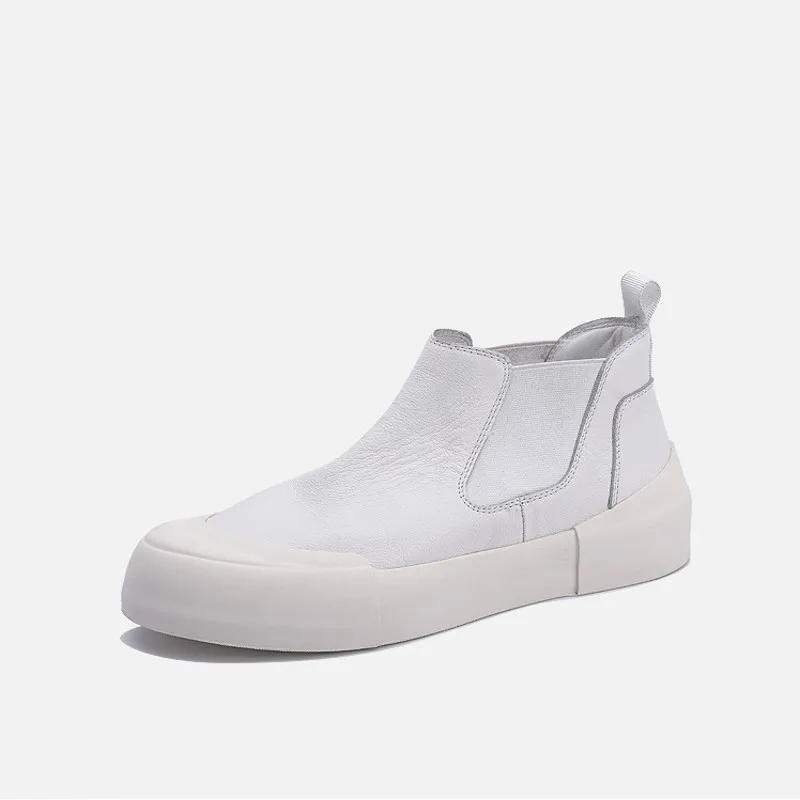 Зимние Повседневные мужские Ботильоны без шнуровки в стиле ретро на плоской