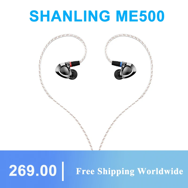 

SHANLING ME500 Triple driver Hybrid Earphones Knowles Driver Line Type HiFi Music In-Ear Earphones with Detachable MMCX Cable