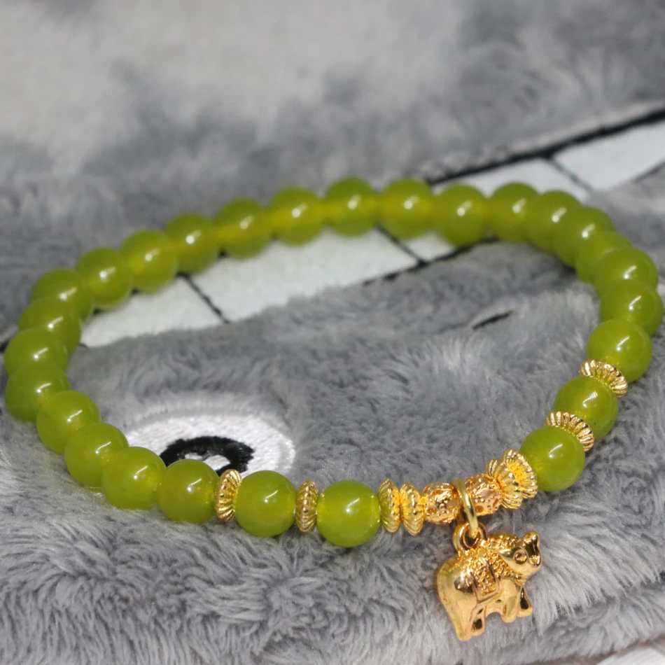 6 мм оливковый зеленый натуральный каменный халцедонский нефрит нитка круглых