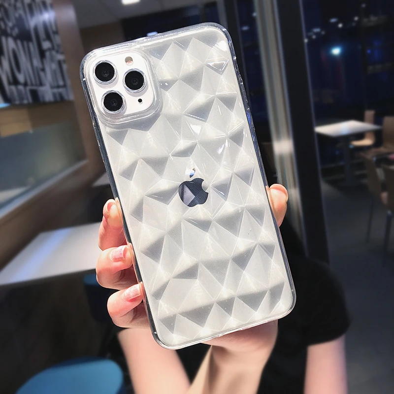 GTWIN Diamond Texture Transparent Phone Case For iPhone 11 Pro Max 6 6s 7 8 Plus X XR XS Soft TPU Clear Silicone Back Cover |