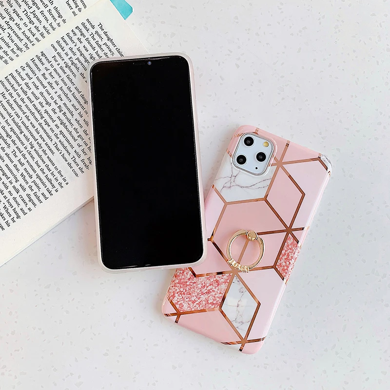 Чехол для телефона LACK для iPhone 11 11Pro Max XR X XS Max 6 6S 7 8Plus Роскошный Мраморный чехол с кольцом-подставкой