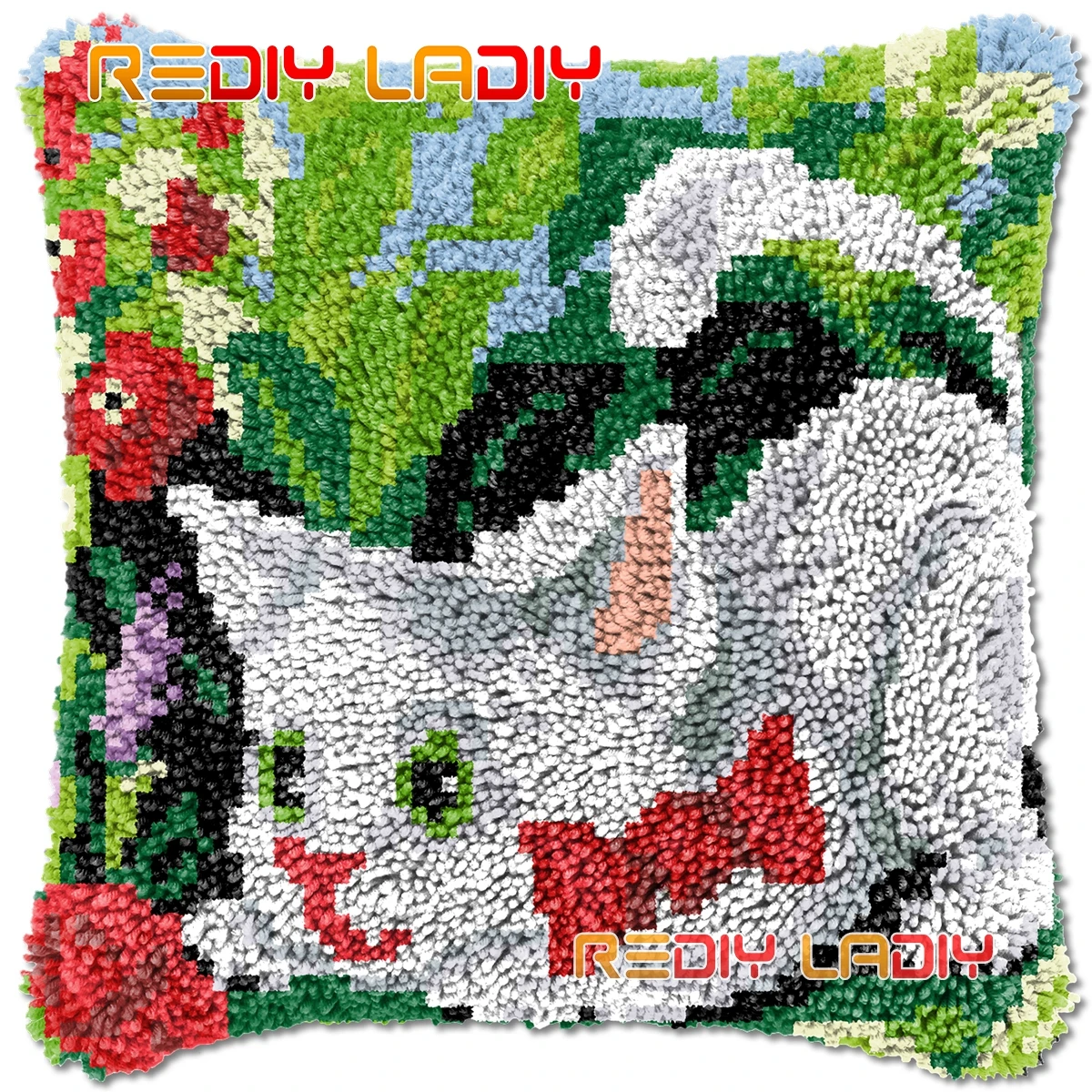 

Наволочка с защелкой и крючком, белый котенок, наборы для рукоделия, крупная акриловая пряжа, искусство, вязание крючком, подушка, чехол, хоб...