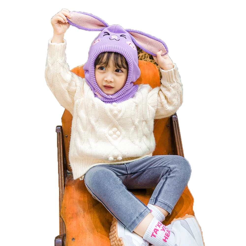 

Children's Hats Winter Dustproof Masks Boys and Girls Woolen Hats Baby Windproof and Velvet Bib Integrated Hats 2-6 Years