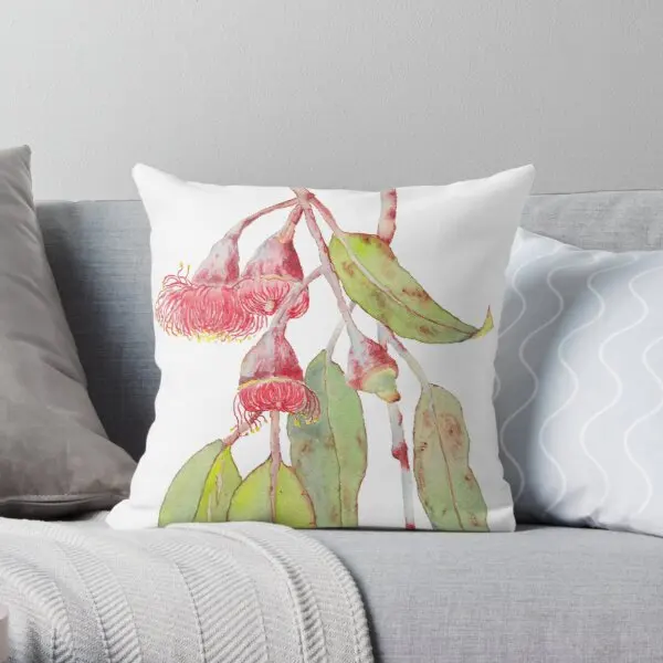 

Flowering Silver Princess Eucalyptus Wat Printing Throw Pillow Cover【Customizable】 Fashion Bedroom Cushion Pillows not include