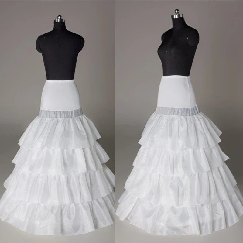 

4-Hoop 4 Layer Ruffled Wedding Petticoat Skirt Bridal Dress Crinoline Underskirt