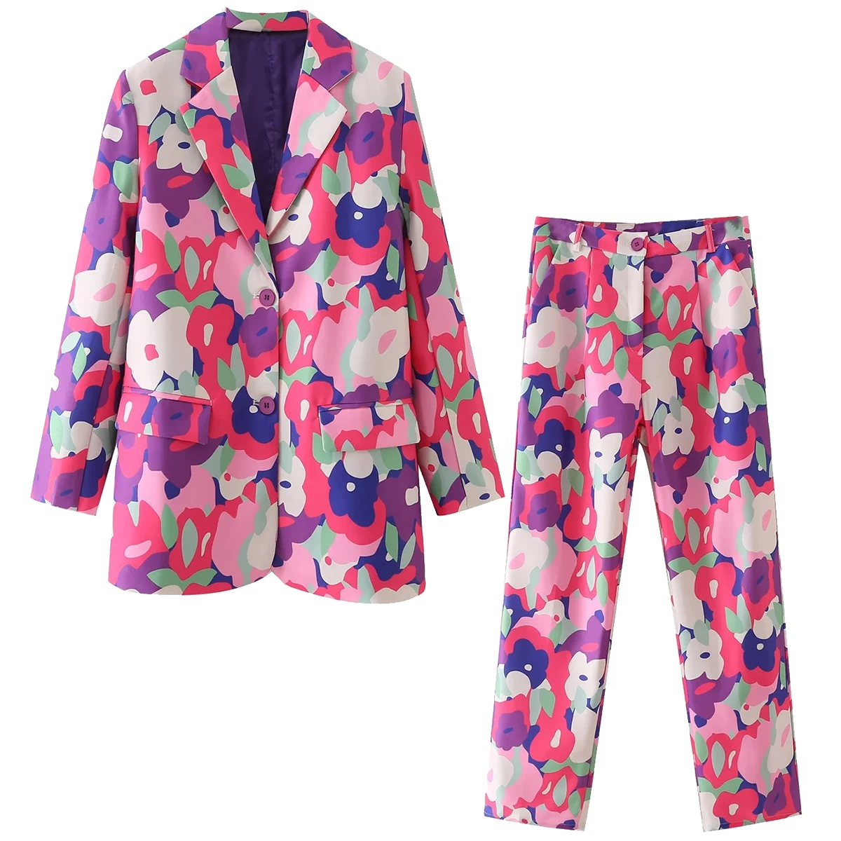 

Женский пиджак с отложным воротником, камуфляжный приталенный офисный пиджак на пуговицах, брюки, Осень-зима 2021