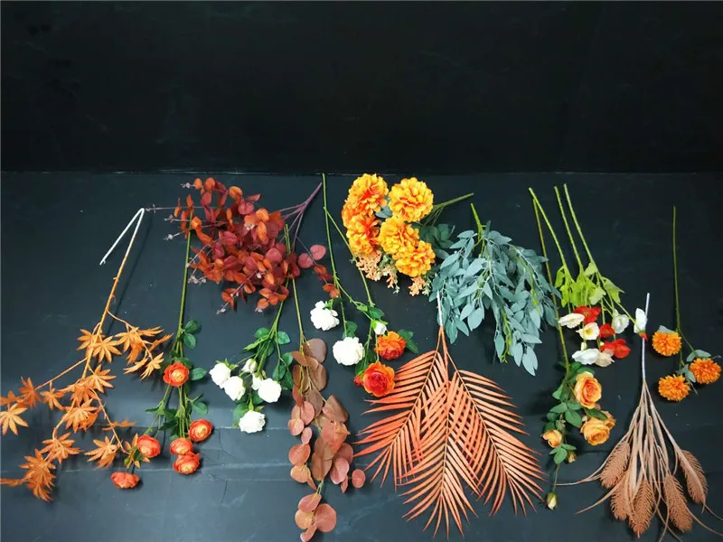 Искусственные шелковые цветы оранжево-желтая Гортензия пион искусственный