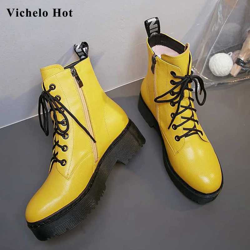 Vichelo/Лидер продаж обувь из натуральной кожи с толстой подошвой в консервативном