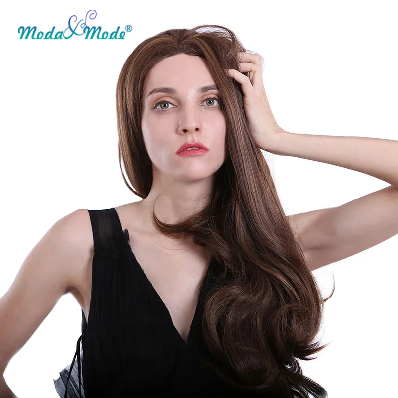 Moda & Mode волосы 28 "Длинные свободные волны синтетический парик на кружеве Омбре