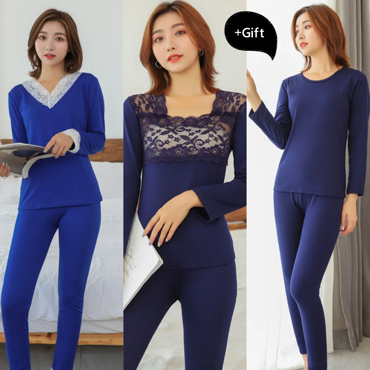 Комплект женского термобелья зимняя Пижама сексуальное нижнее белье теплый