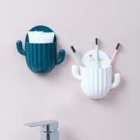 creative cactus storage rack no trace no hole toothbrush toothpaste storage rack bathroom wall suction type teeth holder
