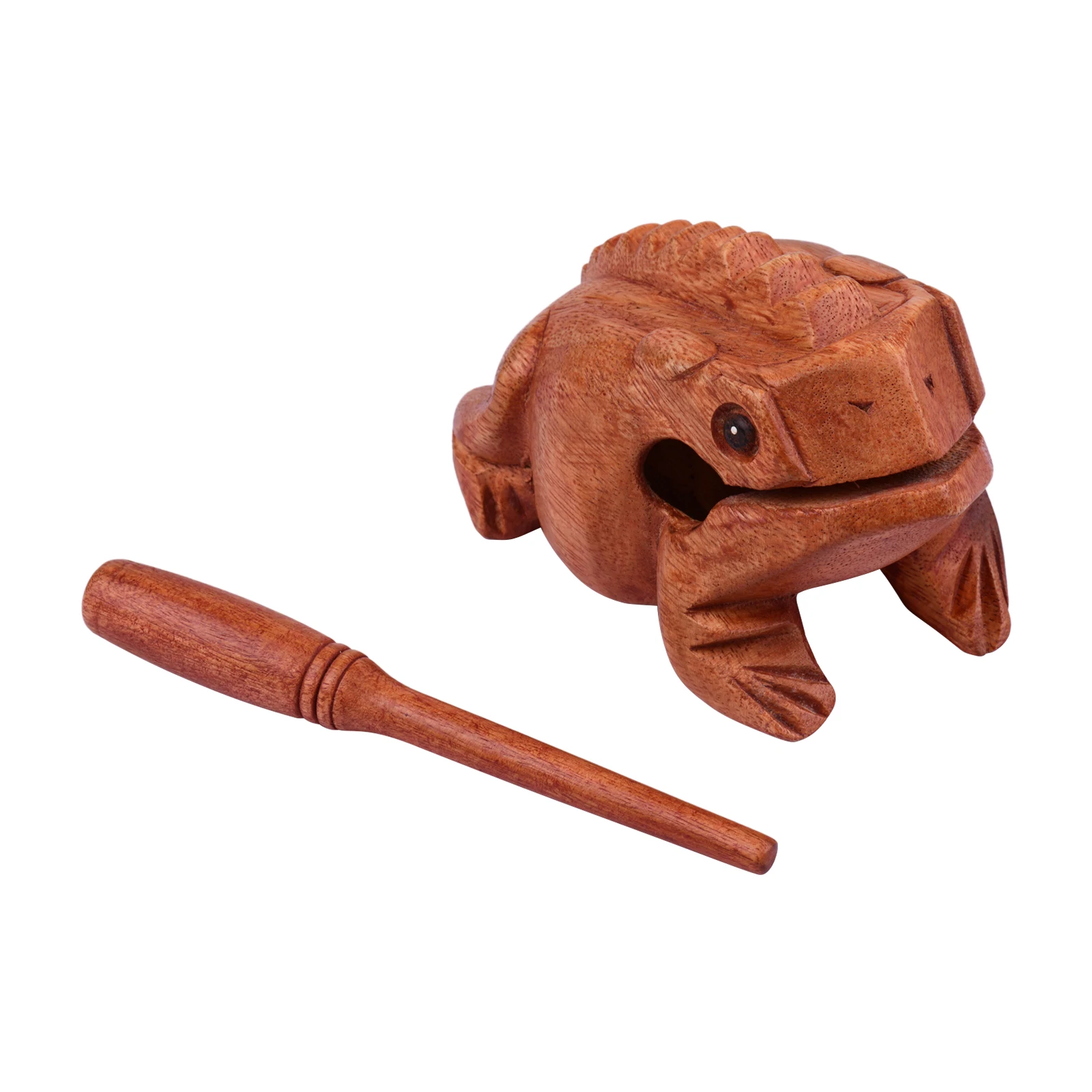 Muslady Large Frog Guiro Rasp Frog Sound Maker Around 6 Inches Long Solid Wood Percussion Instrument Educational Instrument Tool