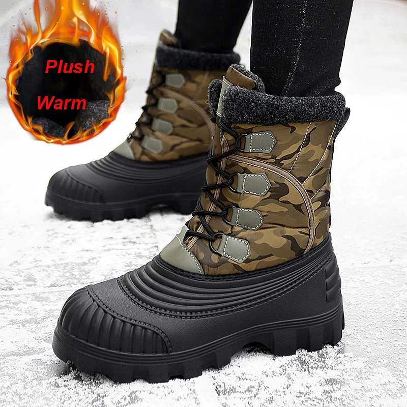 

Winter boots for Men Lightweight Outdoor Shoe Keep Warm Snow Boots Plush Bota Masculina Fashion Male Ankle Boots Non-Slip Sole