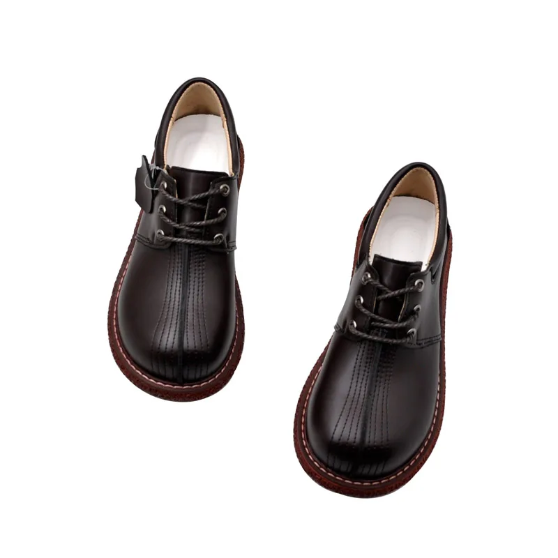 

2020 Mori women retro big toe shoes shallow mouth lace-up doll shoes platform casual flat shoes leather Martin shoes