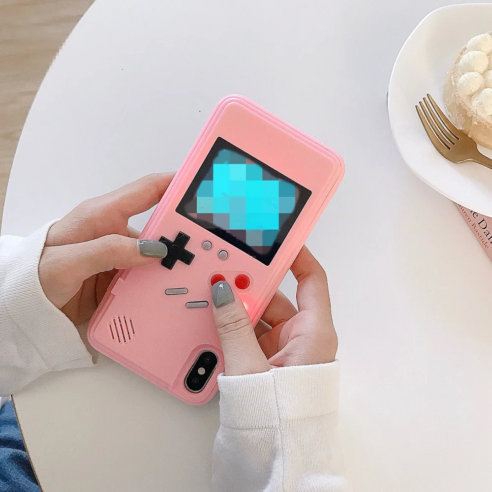 pink Полноцветный дисплей 36 Классическая игра для iPhone 11 Pro X XS Max XR 6S 6 7 8 Plus чехол для телефона Game boy мягкий силиконовый чехол - Цвет: pink