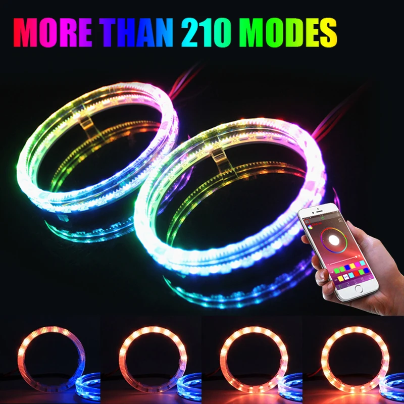 Niscarda-Anillo de luces LED multicolor con Ojos de Ángel, luces RGB, señal de giro dinámica, flujo secuencial, lámpara de correr para faro