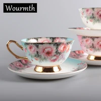 wourmth european style flower teacup porcelain valentines day gift high grade bone china coffee cup saucer ceramic drinkware