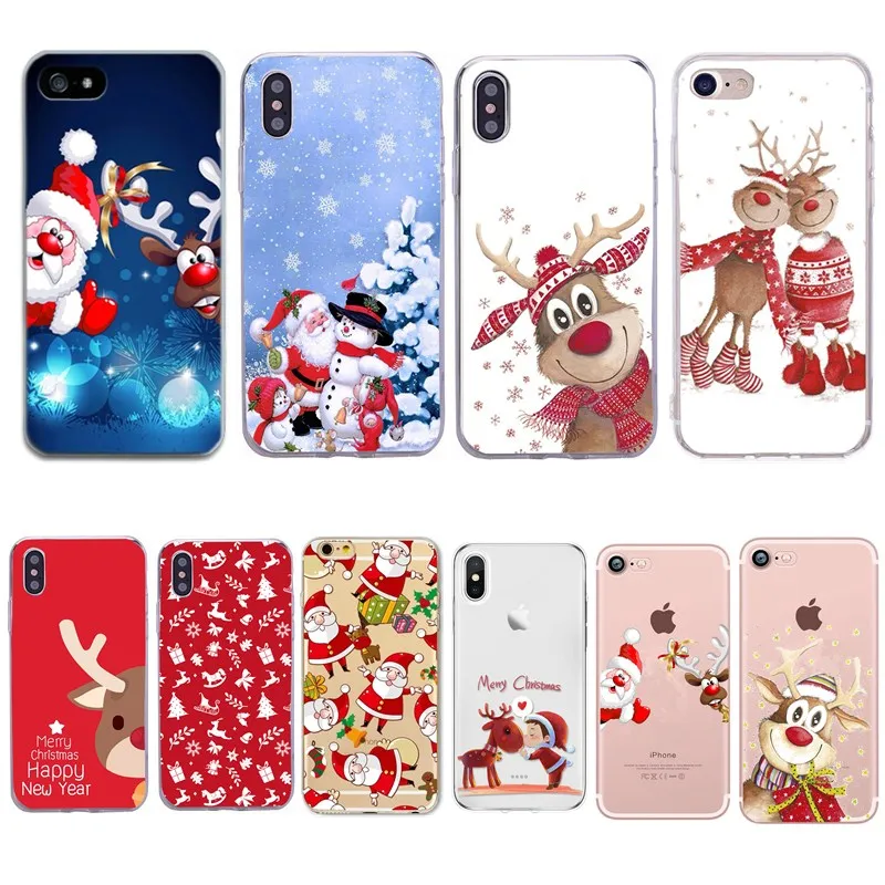 Рождественский чехол с рисунком оленя для iPhone 11 Pro XS Max XR X SE 2 2020 Силиконовая задняя