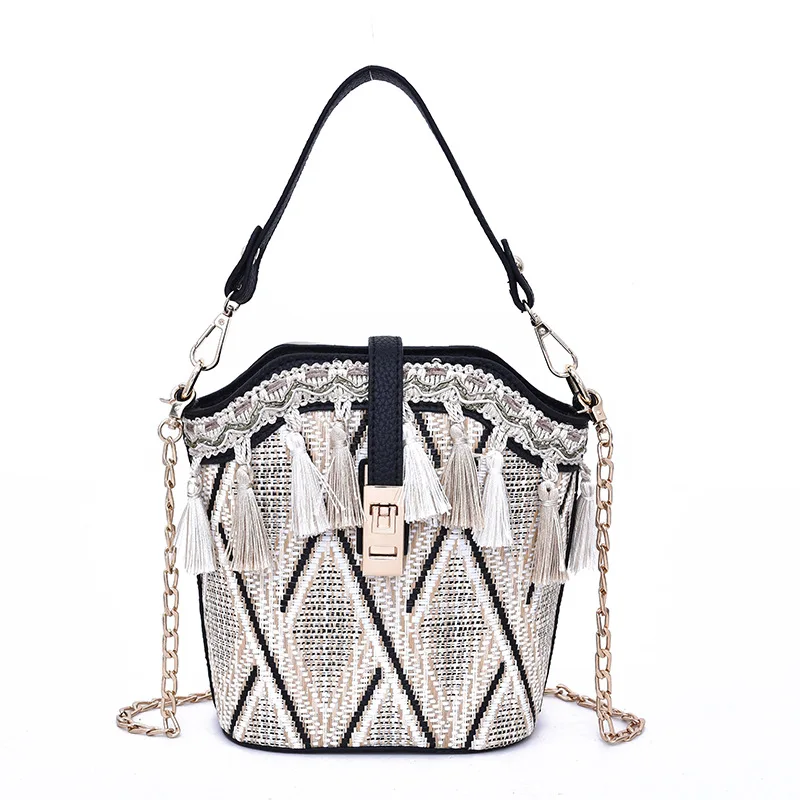 Сумка для хранения Женская модная новая соломенная плетеная Сумка-ведро