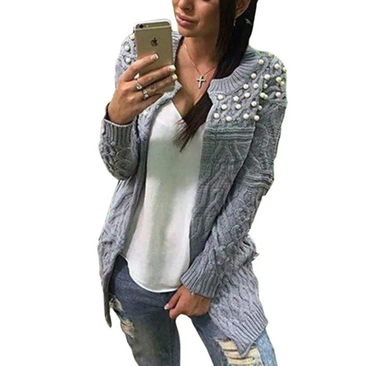 

female sweater computer knitted V-Neck cardigans beading ruched woman sweaters 2020 love style solid fashion