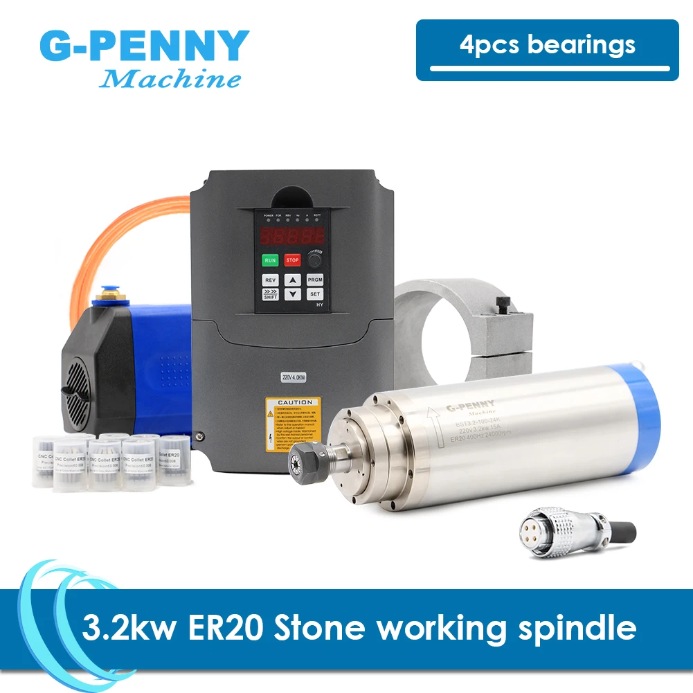 Комплект шпинделя для обработки камня кВт шпиндель с водяным охлаждением 4