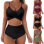 Лидер продаж, комплект нижнего белья 2021, Женский соблазнительный однотонный комплект бикини с принтом, купальный костюм пуш-ап, купальник с высокой талией и поддержкой, оптовая продажа