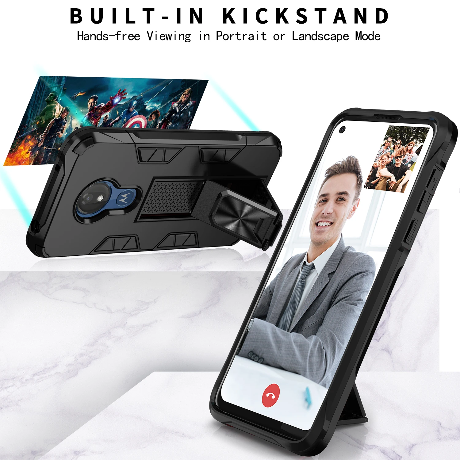 

Phone Case For Motorola G 5G Plus G7 G8 Power Lite E 2020 One Fusion Hyper Stylus Fast E6S Luxury armor Invisible Bracket Cover