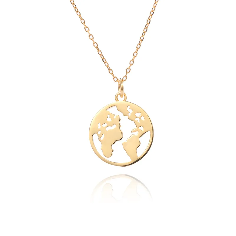 Gold Однотонное 925 пробы Серебряное ожерелье Trusta My World Maps GP 925 ожерелье с подвеской специальный подарок на день рождения для девочек-подростков DS1407 - Окраска металла: Gold