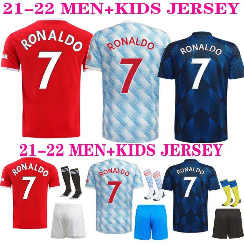 

21 22 RONALDO soccer jerseys UNITED CAVANI UTD VAN DE BEEK B. FERNANDES RASHFORD HUMANRACE football shirt man kids kit