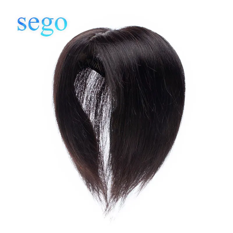SEGO 15*15 см человеческие волосы клип на заколках для волос для женщин не Реми моно шелковая основа Топ шиньон 45 г/шт