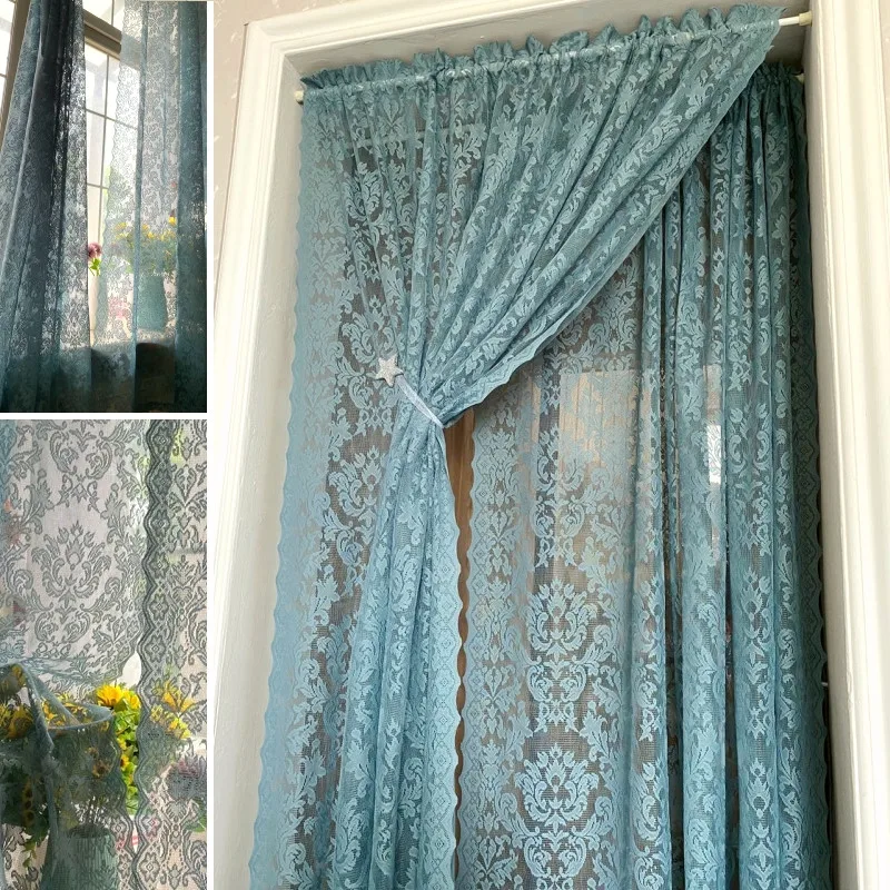 

1PC European Lace Sheer Curtains For Living Room Retro Door Sheer Finished Balcony Bay Kitchen Window Screens DL085