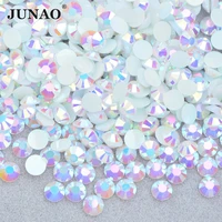 junao wholesale bulk 2 3 4 5 6mm white ab resin strass rhinestones flat back non hotfix crystal stones nail art decorations