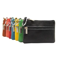 good quality thin simple practical mini key ring style coin purse first layer cowhide small zipper handbag