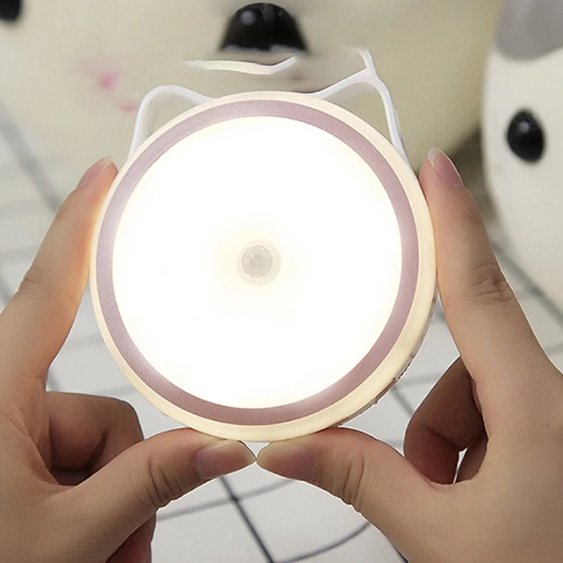 

Motion Sensor LED Night Light Body Induction Lamp Adjustable Cat Ears Home Refrigerators Luz Multifunction Function Sensitive