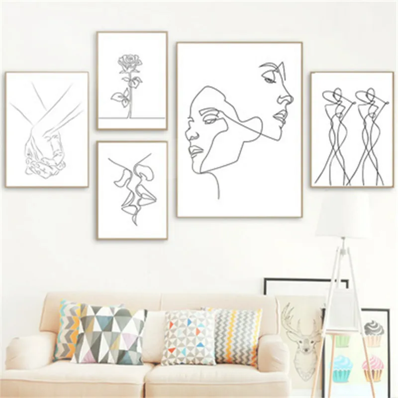 

Nordic Minimalist Figures Line Art Sexy Woman Body Nude Wall Canvas Paintings Drawing Posters Prints Decoration for Livingroom