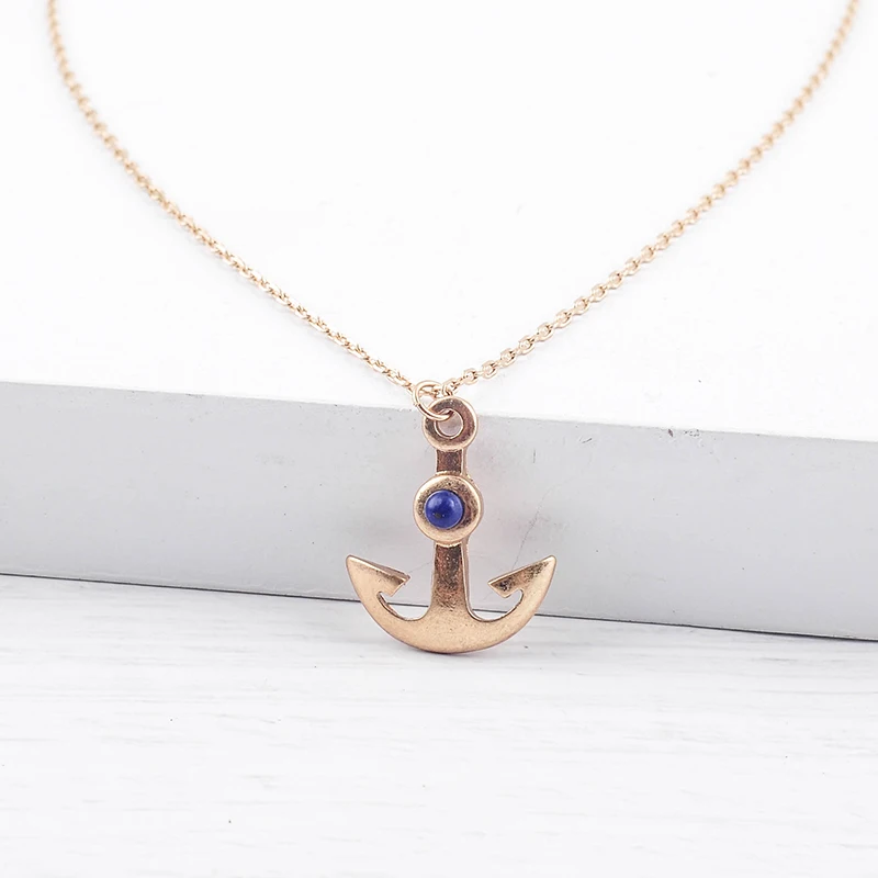 Уникальный орнамент из смолы Винтажный Золотой Цвет якорь кулон ожерелье для