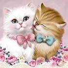 Алмазная Картина Кот Сделай Сам 3D Алмазная вышивка пара котенок мозаика рисунки Роза влюбленные животные свадебные наборы для вышивки бисером
