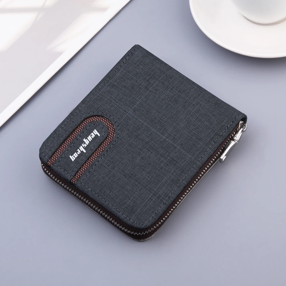 

2020 New Canvas Zipper Short Men's Wallet With Coin Pocket Clutch Purse Bag For Male Money Wallet Denim Card Holder