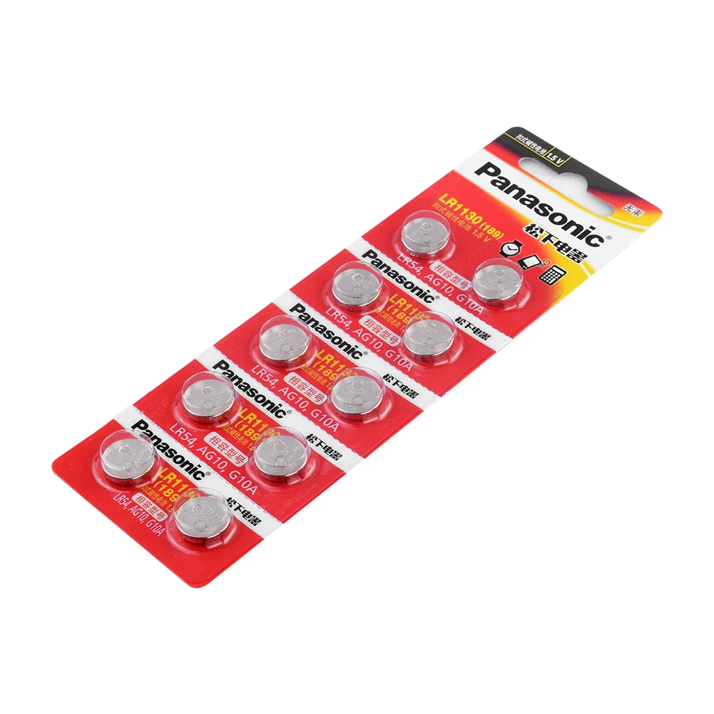 10 шт. Ag аккумуляторы таблеточного типа Panasonic Батарея сотовый 1 5 V AG10 LR1130 LR 1130