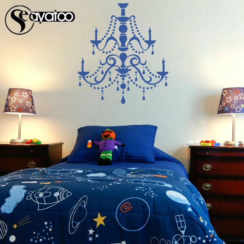 Винтажная потолочная лампа люстра Виниловая наклейка на стену светильник в виде