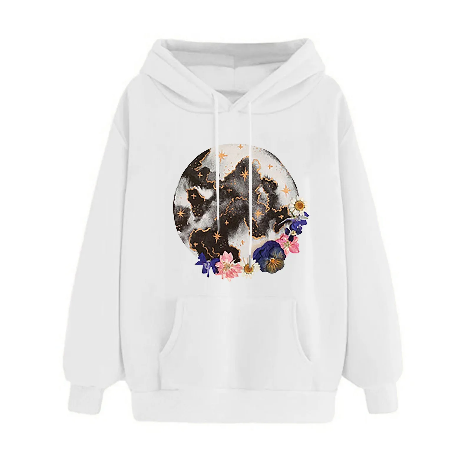 

Cartoon Print Harajuku Sweatshirt Women Brown Pullover O-Neck Women Pullover Long Sleeve Top Winter Sweatershirt Hoodies