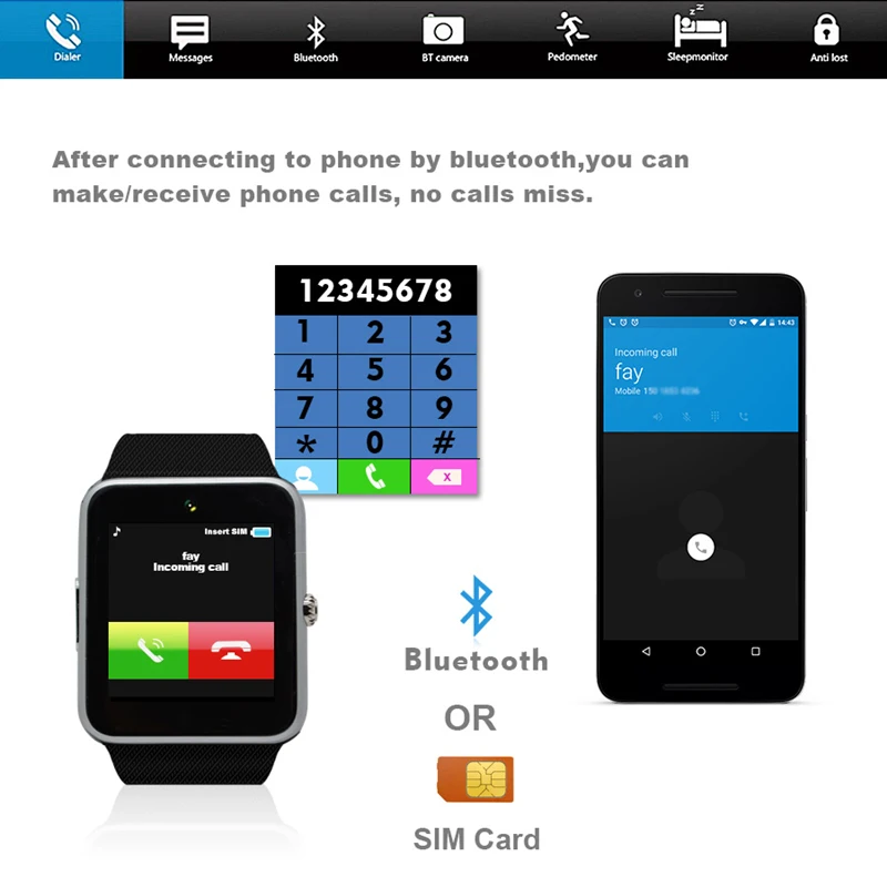 Смарт-часы GT08 часы Синхронизация уведомлений Поддержка сим-карты памяти Bluetooth