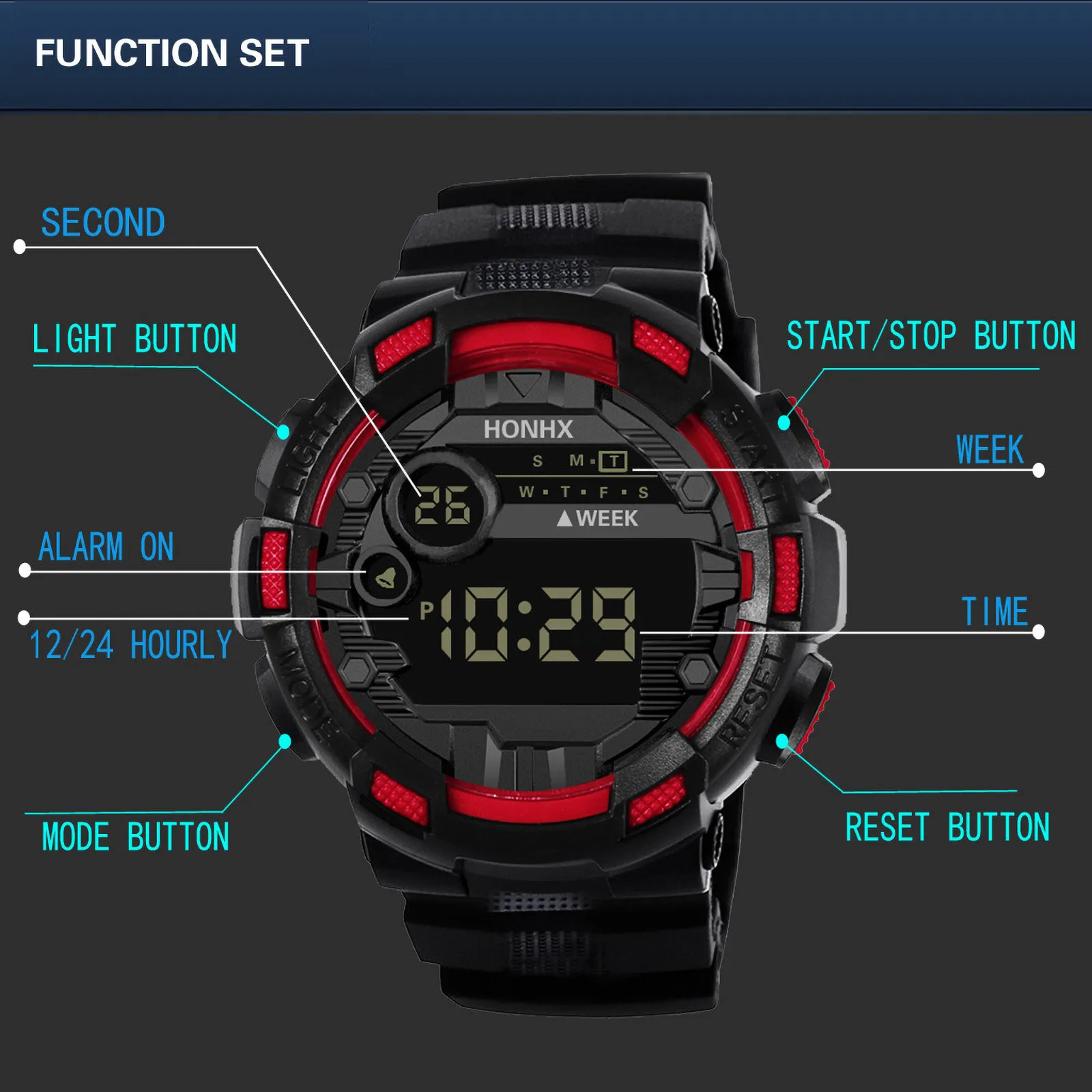 

Outdoor Sport watch for men Military LED Display Alarm men mechanical wristwatches Multifunction Fitness watch rreloj hombre