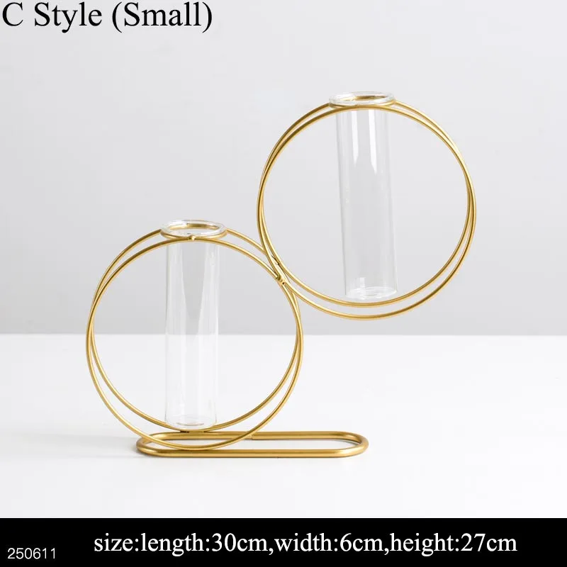 C Style (Small) Ins скандинавские золотистые железные художественные прозрачные стеклянные пробирки гидропоники цветочный горшок гостиная офисная ваза зеленые растения плантатор креативный - Цвет: C Style (Small)