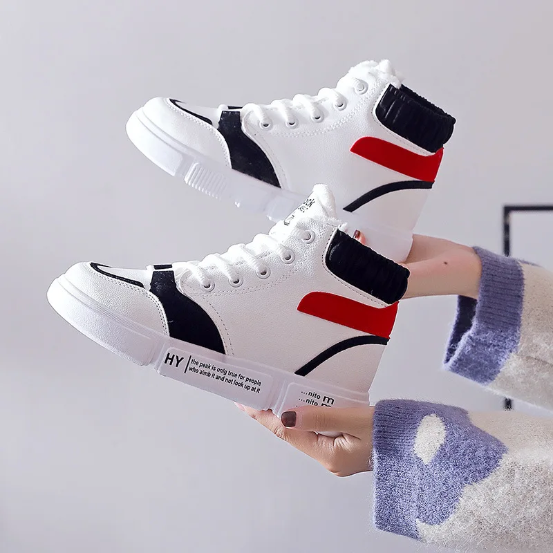 Женские ботинки новые зимние кроссовки Женская Повседневная теплая белая обувь