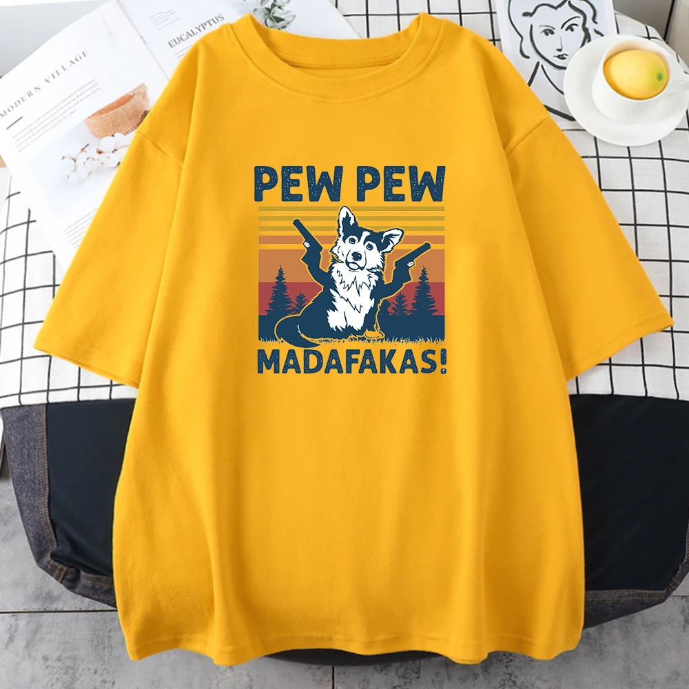 

Funny Pew Pew Madafakas Cool Dog Printing Tshirt Men Style Fit T Shirts Fashion Loose Tee Clothing Street Summer T Shirt Mens